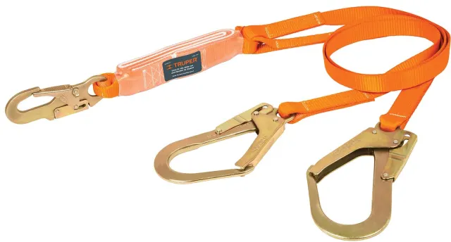 Linea de vida con amortiguador doble gancho de acero · Protección en alturas EPP Potosina